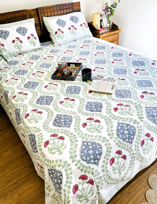 Premium_Quality_Organic_Percale_Cotton_Bedsheet_Set_with_2_Pillow_Covers_King_Size_108X108in_Pastel_Green