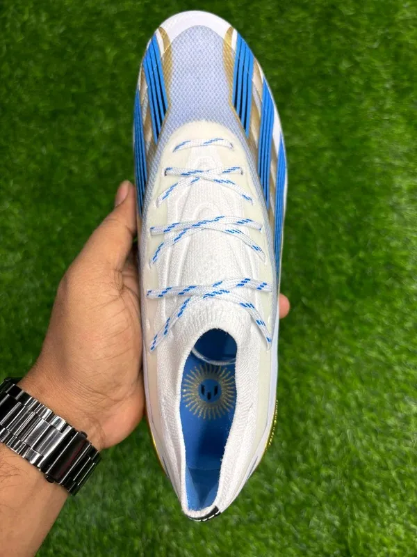 White_&_Gold_X_Crazyfast_Messi_Golden_Football_Boots_With_Lace_Fg_For_Unisex