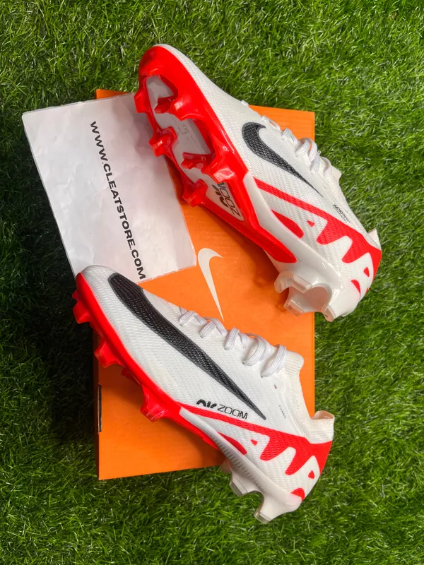 White_&_Red_Air_Zoom_Mercurial_Low_Ankle_Football_Boots_For_Unisex
