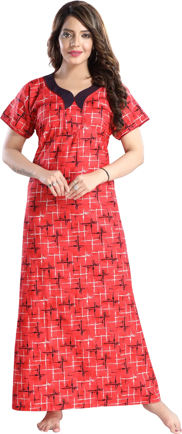 Red_Cotton_Floral_Regular_Nighty_For_Women