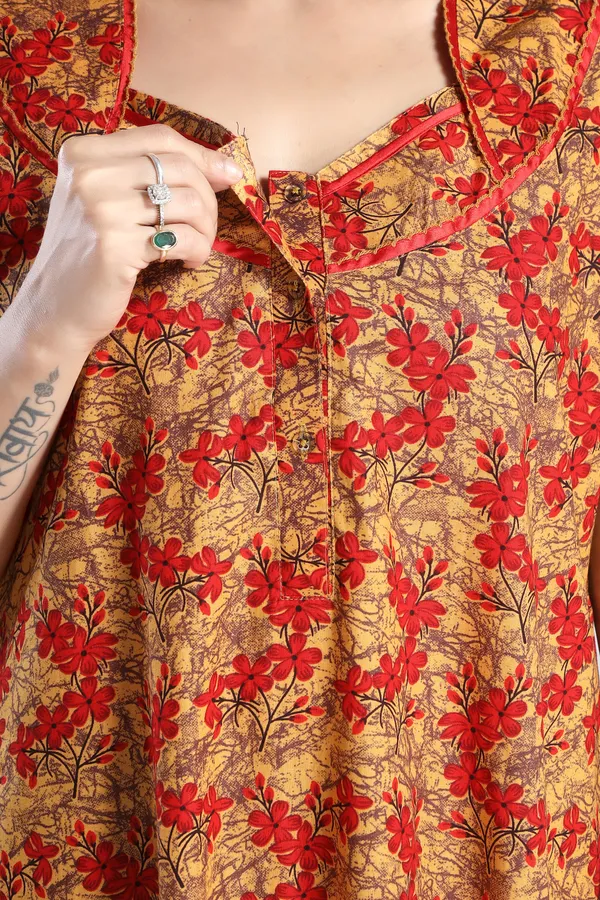 Yellow_Cotton_Floral_Regular_Nighty_For_Women