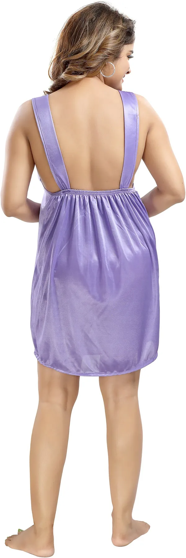 LIFE-TALE_3-Piece_Purple_Satin_Lace_Honeymoon_Nighty_Set_For_Women(Baby_Doll_Nighty)