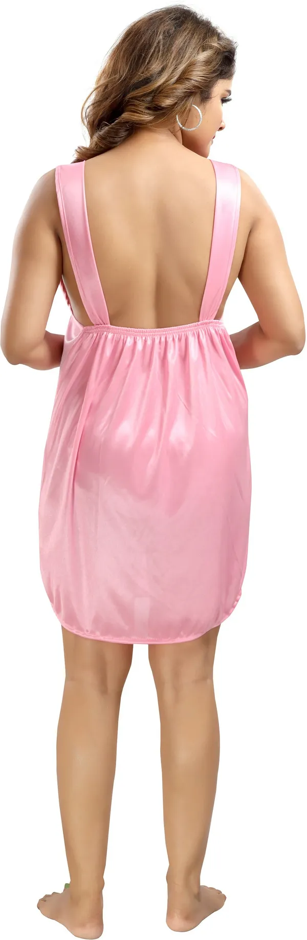 LIFE-TALE_3-Piece_Pink_Satin_Lace_Honeymoon_Nighty_Set_For_Women(Baby_Doll)