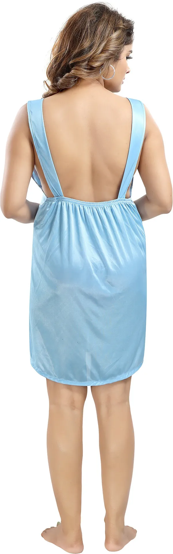 LIFE-TALE_3-Piece_Light_Blue_Satin_Lace_Honeymoon_Nighty_Set_For_Women(Baby_Doll)