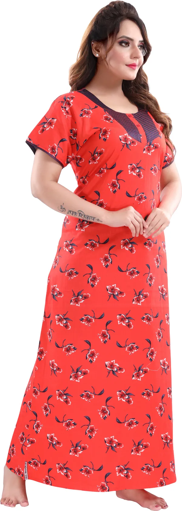 Red_Cotton_Printed_Regular_Nighty_For_Women
