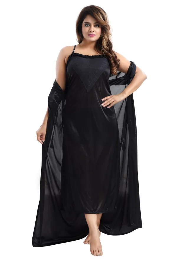 Black_Satin_2_Pc_Bridal_Nighty/Honeymoon/Regular_Nighty_with_Robe(Pack_of_2)