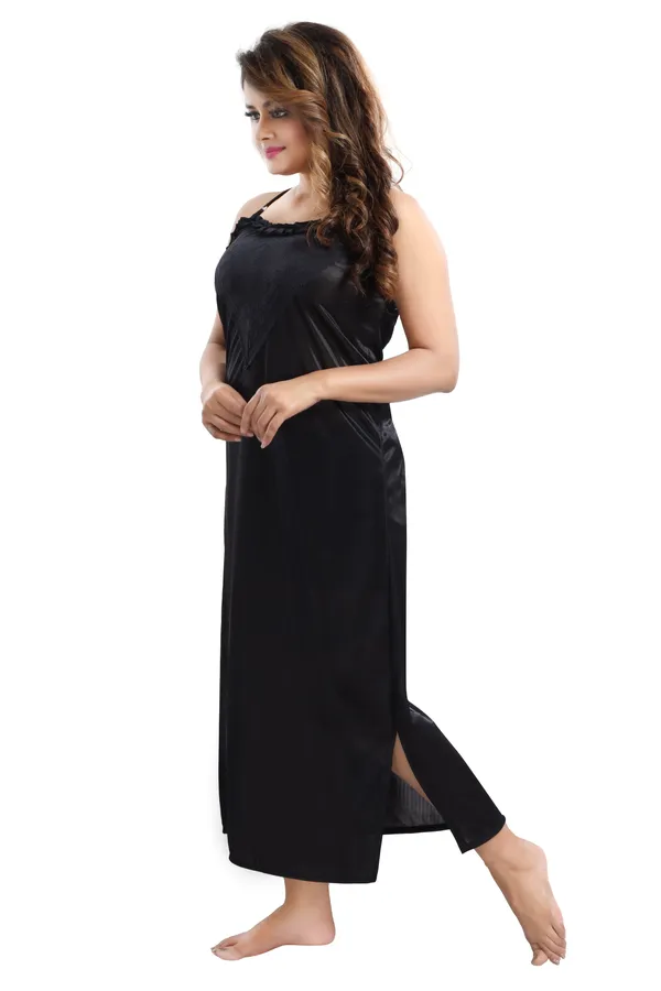 Black_Satin_2_Pc_Bridal_Nighty/Honeymoon/Regular_Nighty_with_Robe(Pack_of_2)