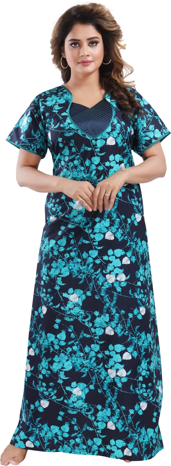 Green_Cotton_Floral_Regular_Nighty_For_Women