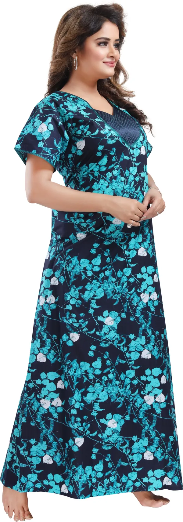 Green_Cotton_Floral_Regular_Nighty_For_Women