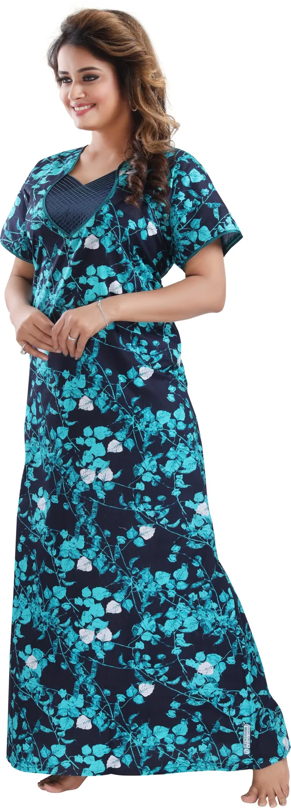 Green_Cotton_Floral_Regular_Nighty_For_Women