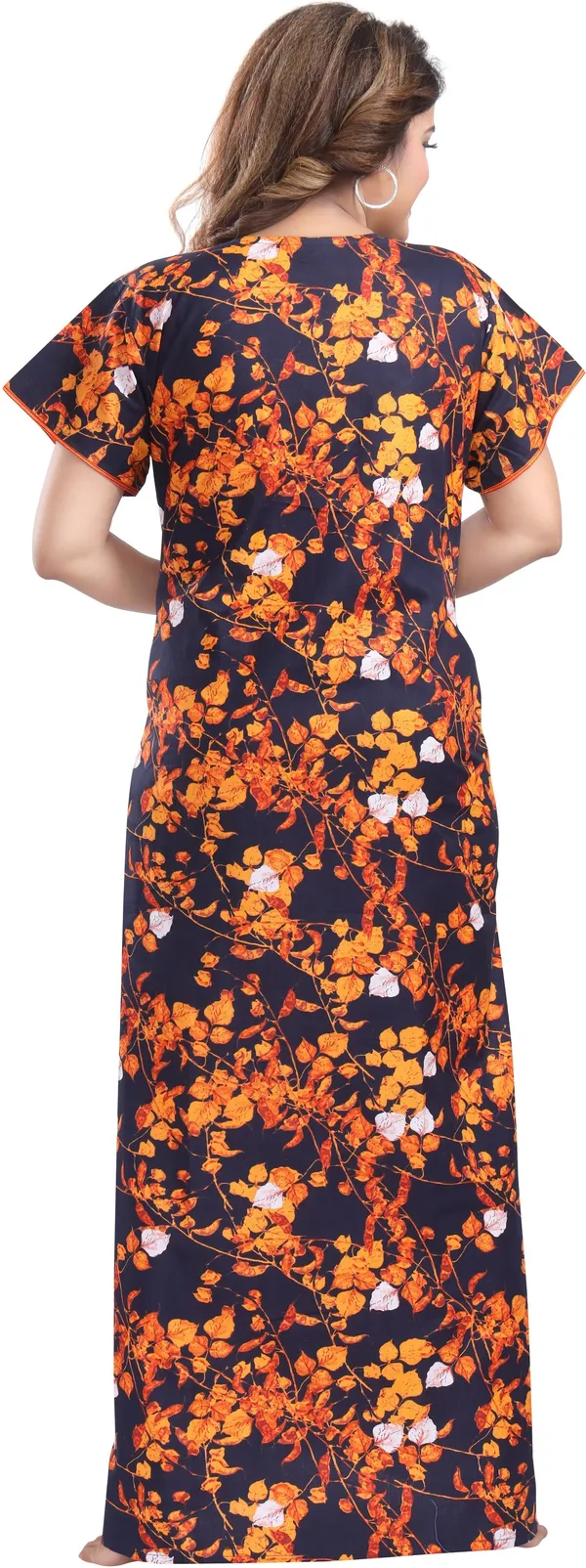 Orange_Cotton_Floral_Regular_Nighty_For_Women