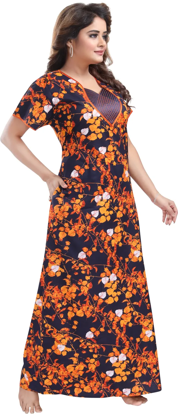 Orange_Cotton_Floral_Regular_Nighty_For_Women