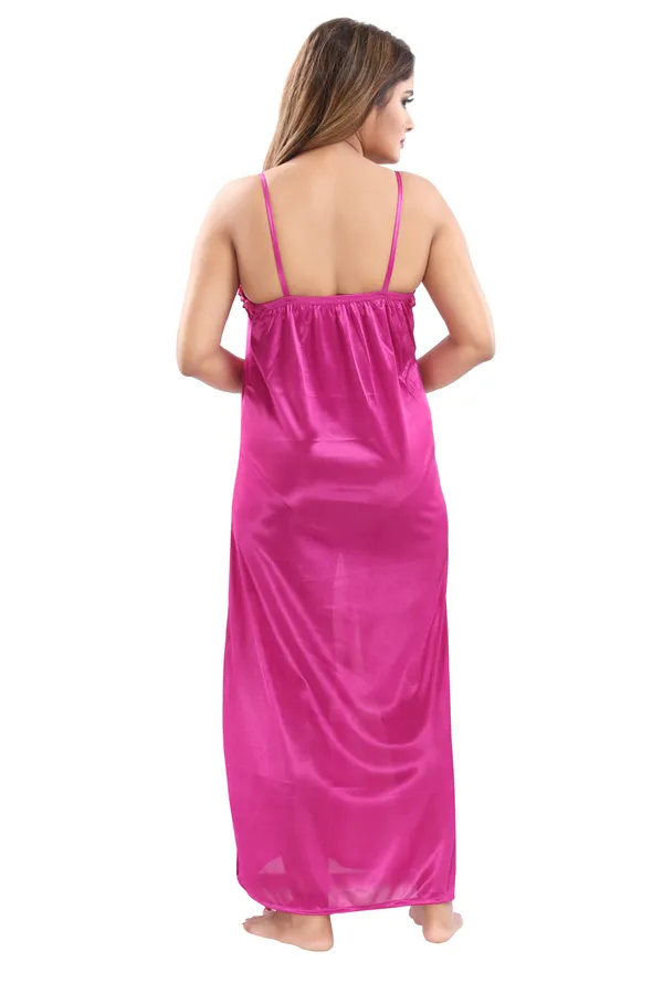 Dark_Pink_Satin_2_Pc_Bridal_Nighty/Honeymoon/Regular_Nighty_with_Robe(Pack_of_2)