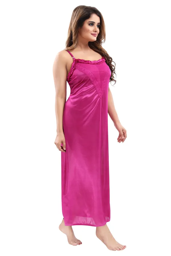 Dark_Pink_Satin_2_Pc_Bridal_Nighty/Honeymoon/Regular_Nighty_with_Robe(Pack_of_2)