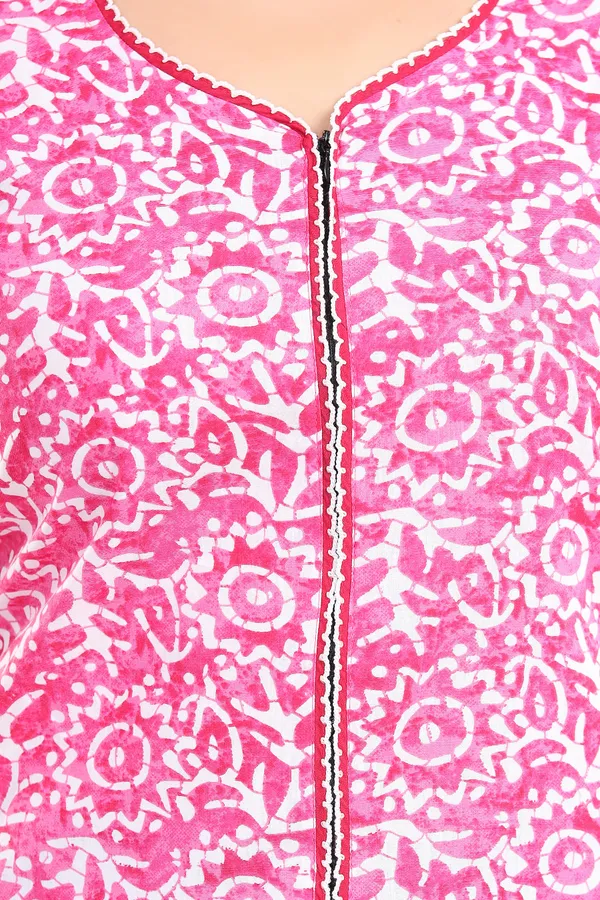 LIFE-TALE_Cotton_Long_Zip_Sleeveless_Feeding_Nighty/Night_Gown(Pink)