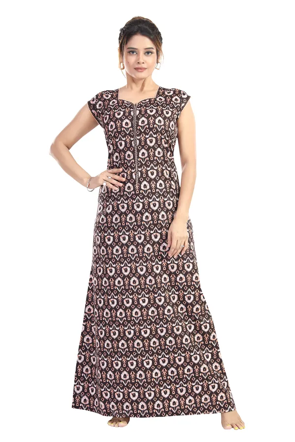 LIFE-TALE_Women_Cotton_Sleeveless_Nighty/Night_Gown/Night_Dress(Brown)