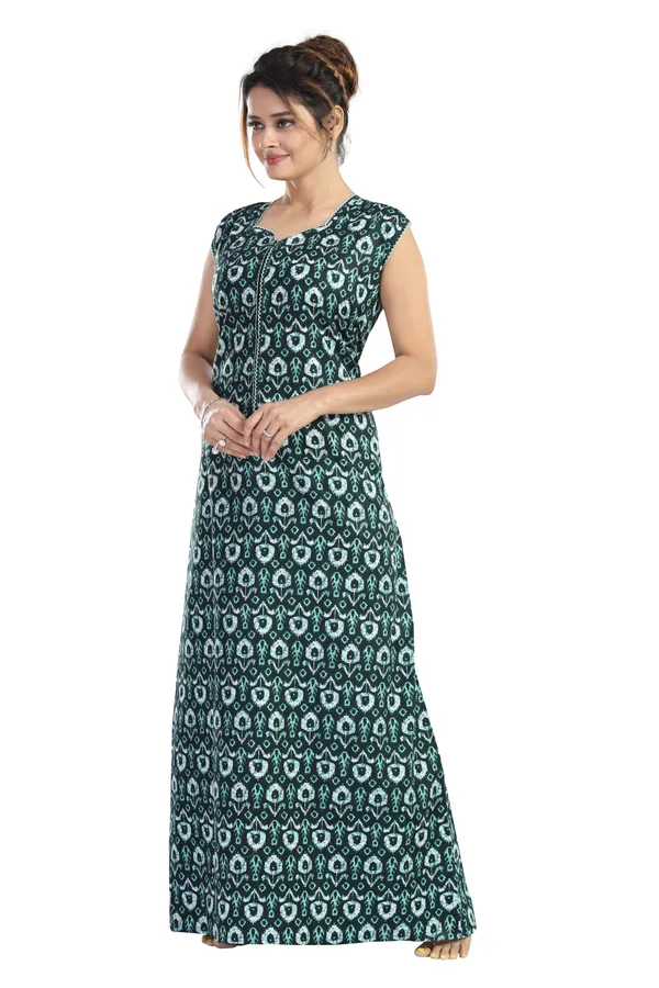 LIFE-TALE_Women_Cotton_Sleeveless_Nighty/Night_Gown/Night_Dress(Green)
