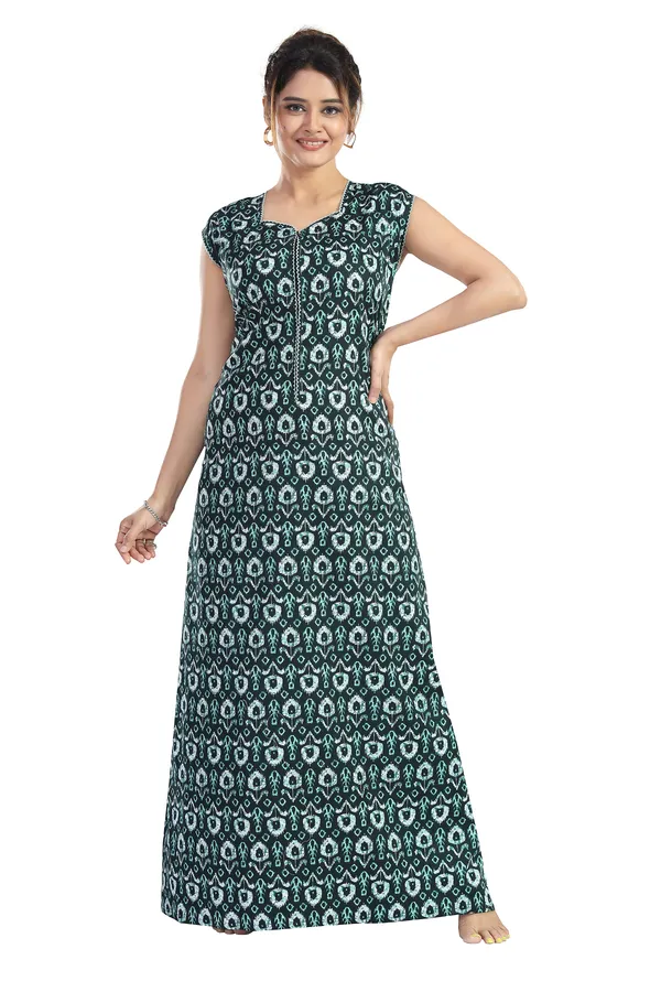 LIFE-TALE_Women_Cotton_Sleeveless_Nighty/Night_Gown/Night_Dress(Green)