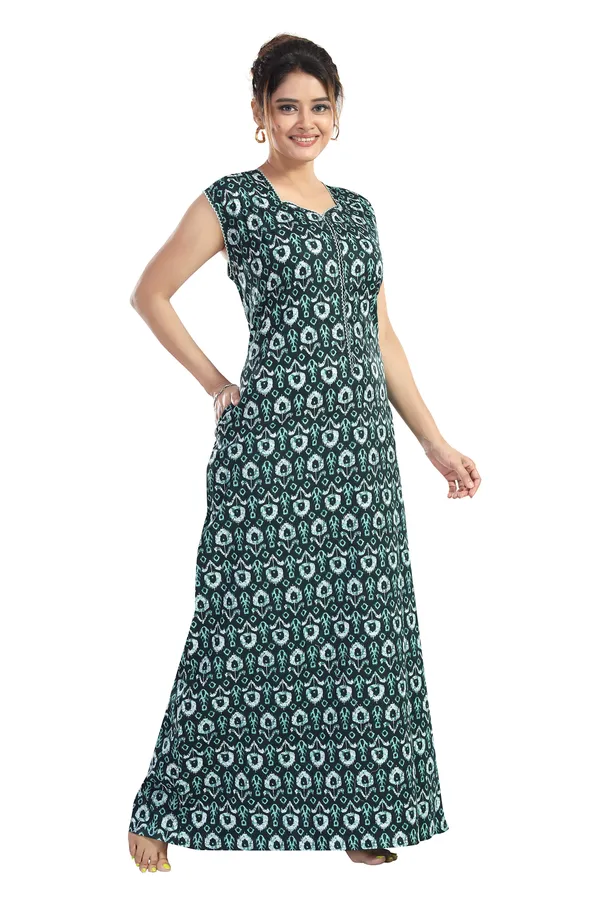 LIFE-TALE_Women_Cotton_Sleeveless_Nighty/Night_Gown/Night_Dress(Green)