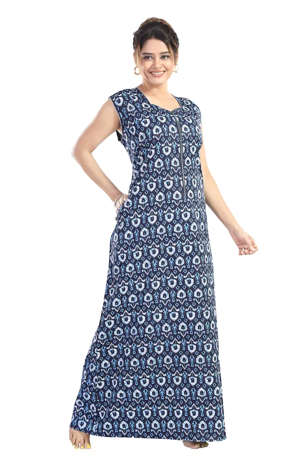 LIFE-TALE_Women_Cotton_Sleeveless_Nighty/Night_Gown/Night_Dress(Navy_Blue)