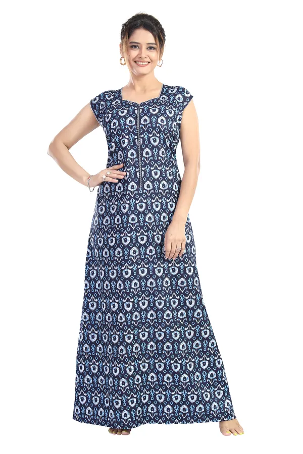 LIFE-TALE_Women_Cotton_Sleeveless_Nighty/Night_Gown/Night_Dress(Navy_Blue)