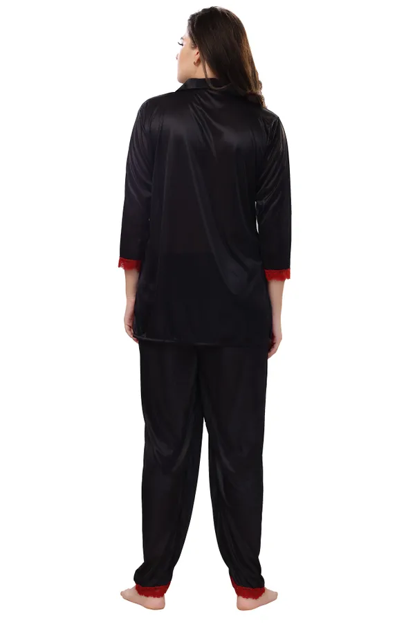 LIFE-TALE_Women's_Black_Satin_Night_Suit/Night_Wear