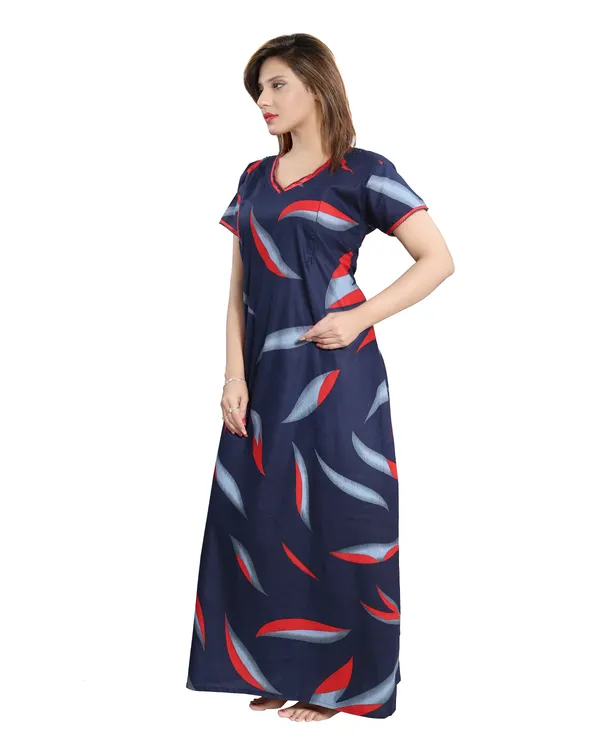 LIFE-TALE_Women's_Cotton_Feeding/Maternity_Nighty/Night_Dress(Navy_Blue)(Red)