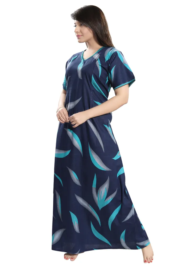 LIFE-TALE_Women's_Cotton_Feeding/Maternity_Nighty/Night_Dress(Blue)