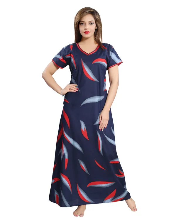 LIFE-TALE_Women's_Cotton_Feeding/Maternity_Nighty/Night_Dress(Navy_Blue)(Red)