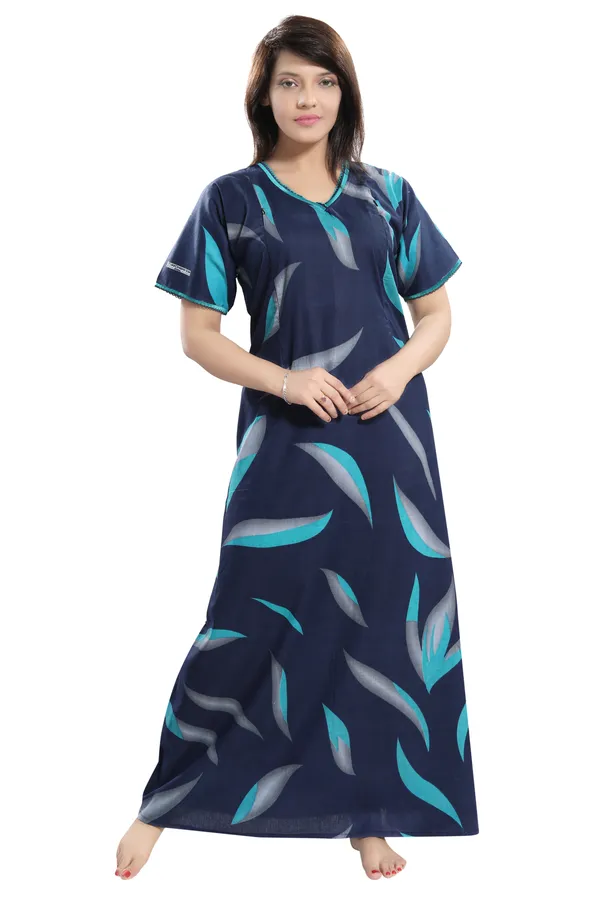 LIFE-TALE_Women's_Cotton_Feeding/Maternity_Nighty/Night_Dress(Blue)
