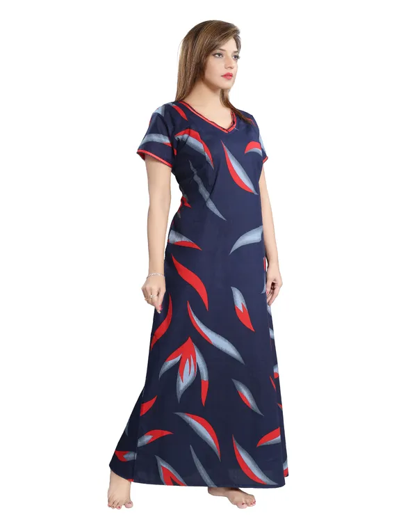 LIFE-TALE_Women's_Cotton_Feeding/Maternity_Nighty/Night_Dress(Navy_Blue)(Red)