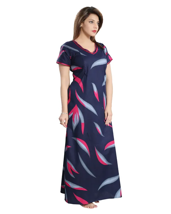 LIFE-TALE_Women's_Cotton_Feeding/Maternity_Nighty/Night_Dress(Navy_Blue)