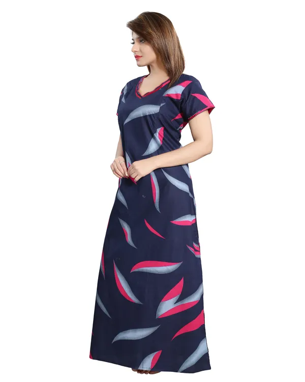 LIFE-TALE_Women's_Cotton_Feeding/Maternity_Nighty/Night_Dress(Navy_Blue)