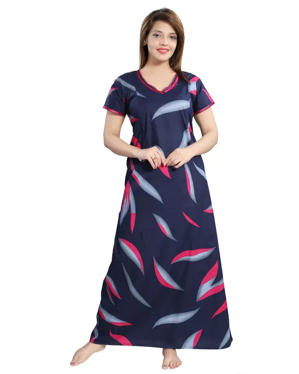 LIFE-TALE_Women's_Cotton_Feeding/Maternity_Nighty/Night_Dress(Navy_Blue)
