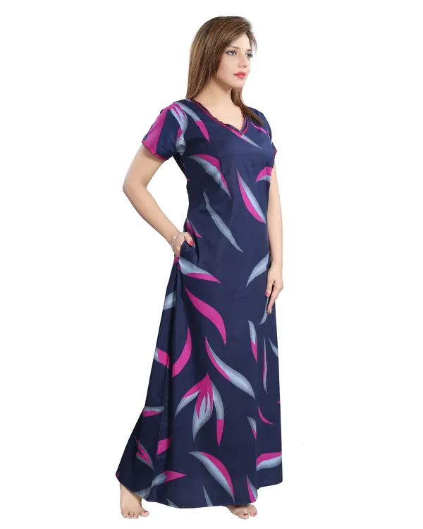 LIFE-TALE_Women's_Cotton_Feeding/Maternity_Nighty/Night_Dress(Navy_Blue)(Purple)