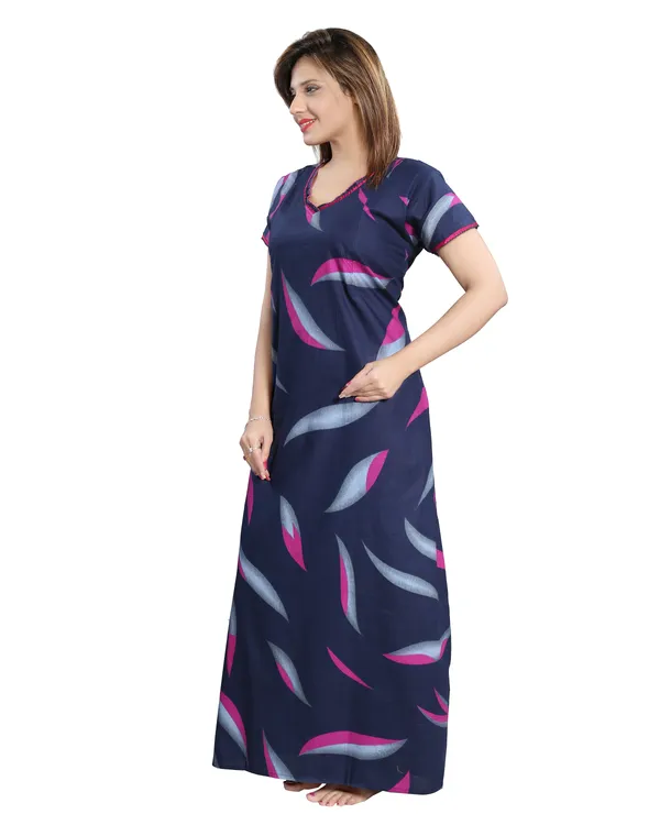 LIFE-TALE_Women's_Cotton_Feeding/Maternity_Nighty/Night_Dress(Navy_Blue)(Purple)