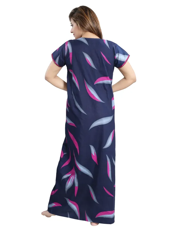 LIFE-TALE_Women's_Cotton_Feeding/Maternity_Nighty/Night_Dress(Navy_Blue)(Purple)