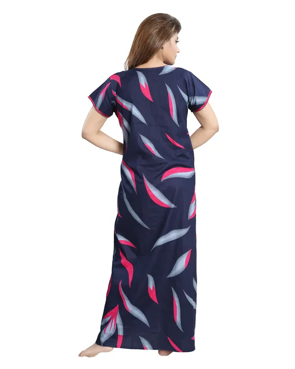 LIFE-TALE_Women's_Cotton_Feeding/Maternity_Nighty/Night_Dress(Navy_Blue)