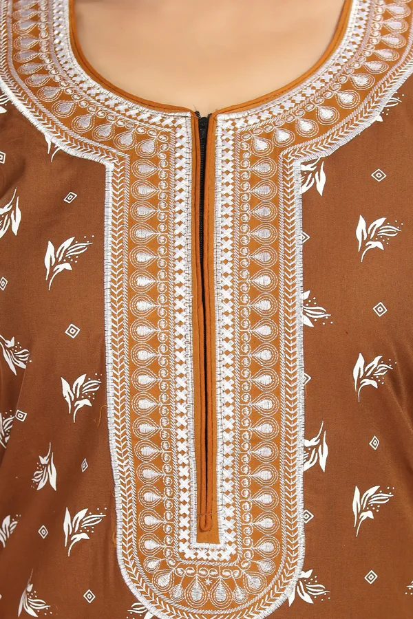 Brown_Cotton_Long_Zip_Feeding_Regular_Nighty_For_Women