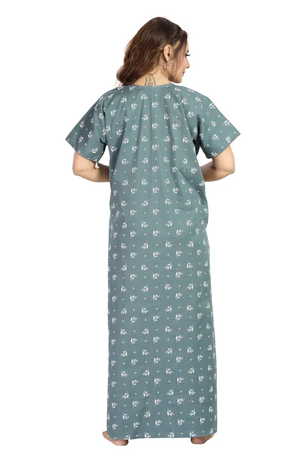 Grey_Cotton_Long_Zip_Feeding_Regular_Nighty_For_Women