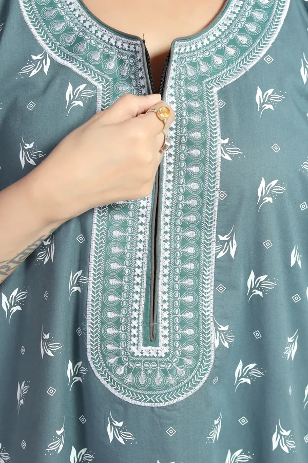 Grey_Cotton_Long_Zip_Feeding_Regular_Nighty_For_Women