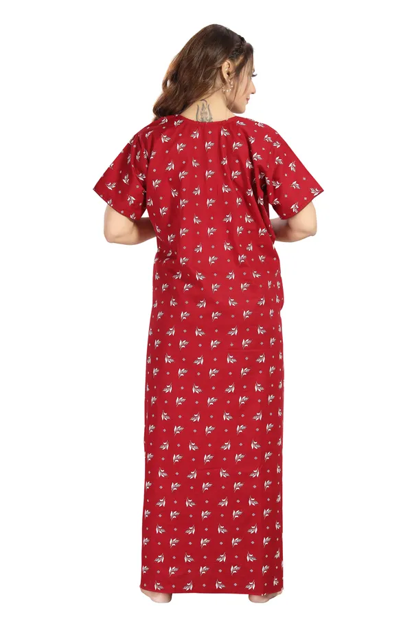 Maron_Cotton_Long_Zip_Feeding_Regular_Nighty_For_Women