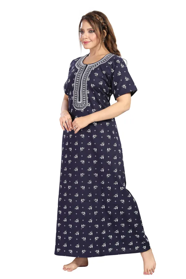 Navy_Blue_Cotton_Long_Zip_Feeding_Regular_Nighty_For_Women