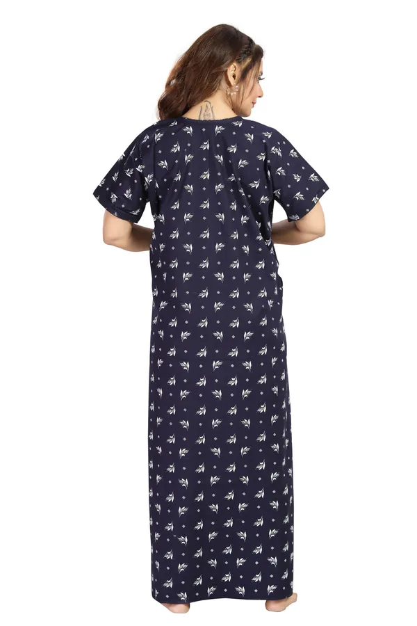 Navy_Blue_Cotton_Long_Zip_Feeding_Regular_Nighty_For_Women