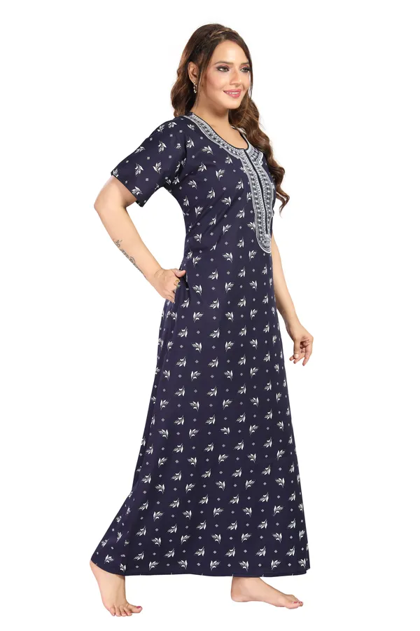 Navy_Blue_Cotton_Long_Zip_Feeding_Regular_Nighty_For_Women