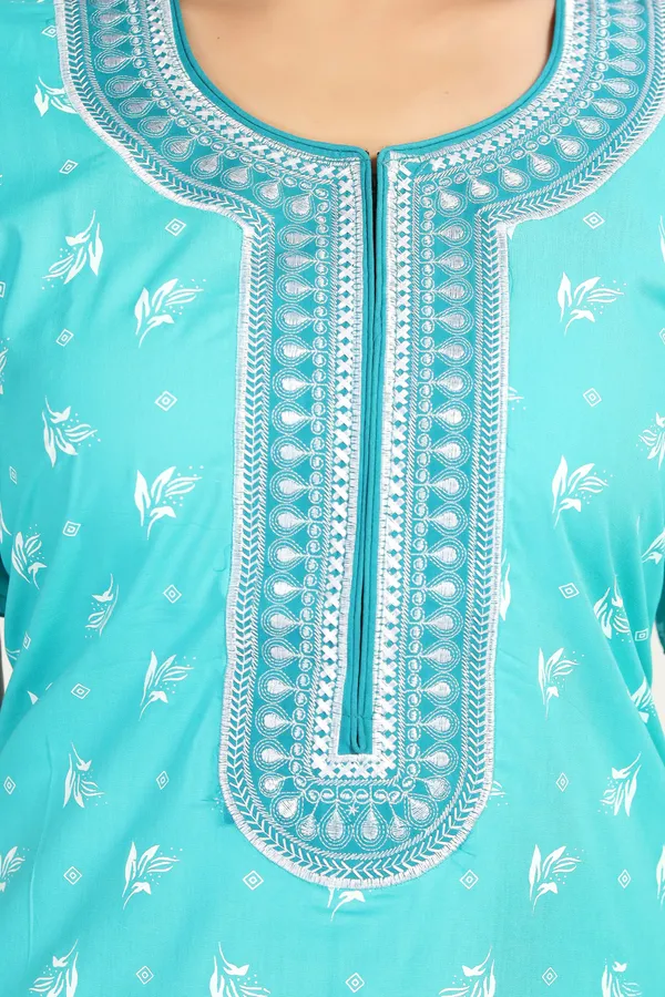 Sky_Blue_Cotton_Long_Zip_Feeding_Regular_Nighty_For_Women