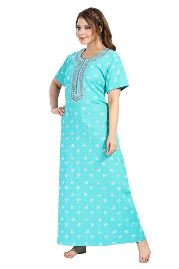 Sky_Blue_Cotton_Long_Zip_Feeding_Regular_Nighty_For_Women