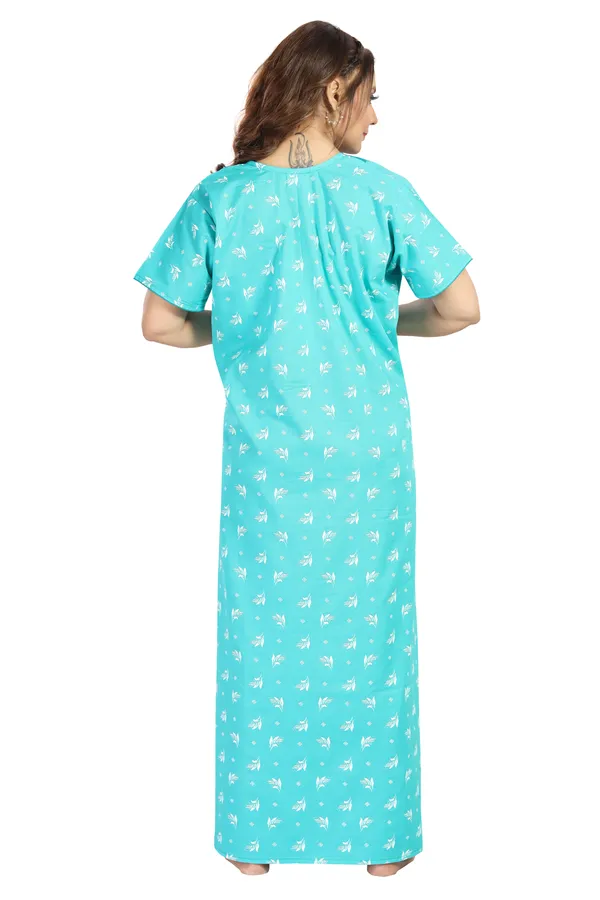 Sky_Blue_Cotton_Long_Zip_Feeding_Regular_Nighty_For_Women