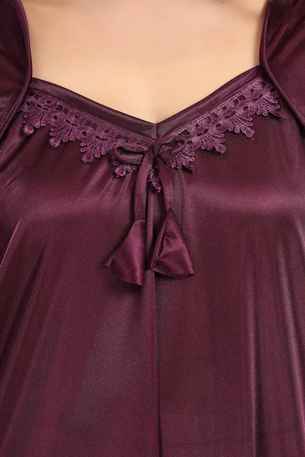 LIFE-TALE_Women's_Fancy_Satin_Nighty/Night_Gown/Night_Dress(Violet)