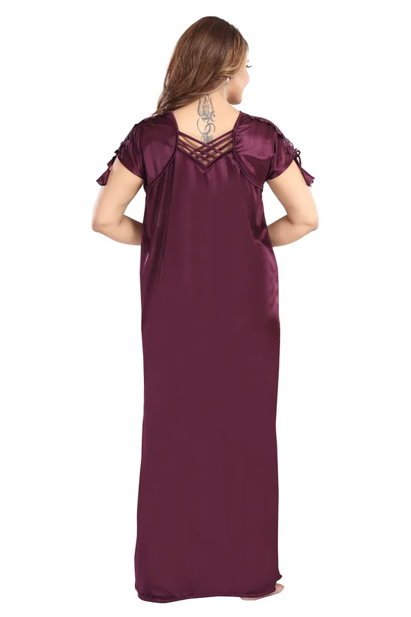 LIFE-TALE_Women's_Fancy_Satin_Nighty/Night_Gown/Night_Dress(Violet)